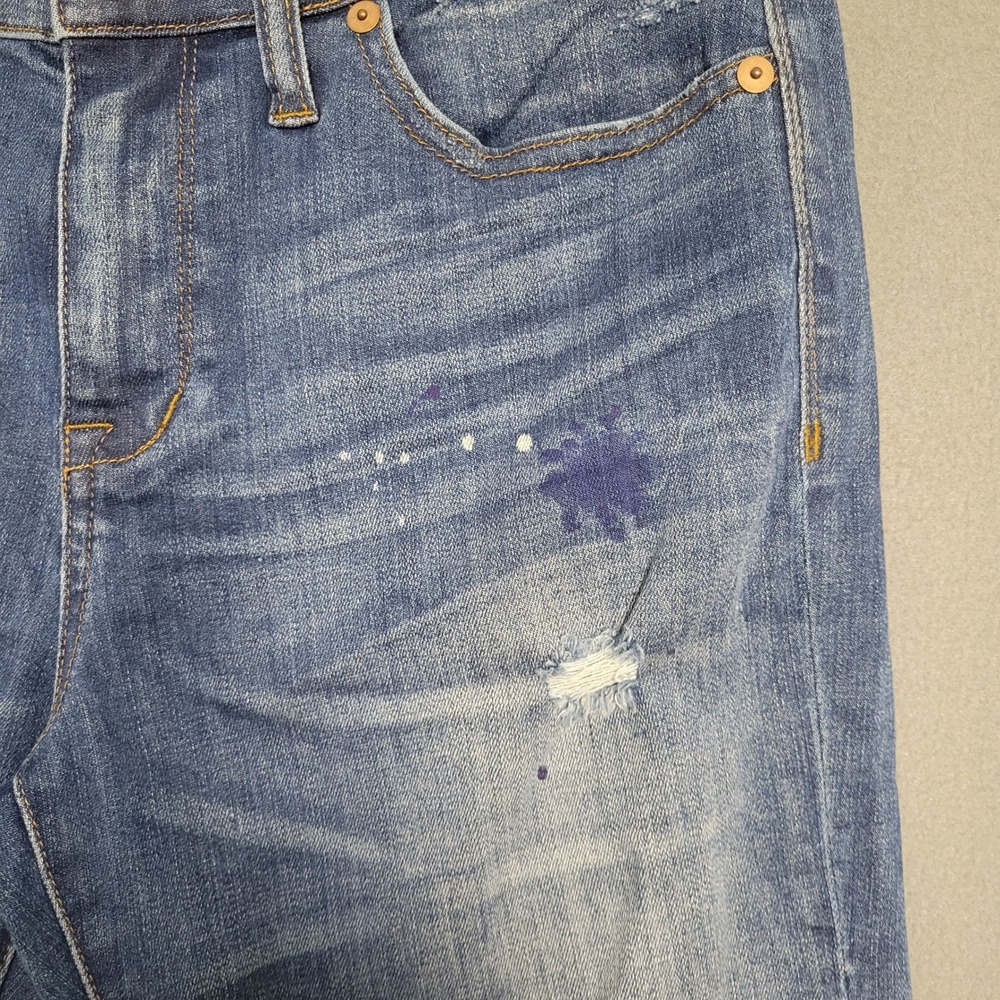 Madewell Jeans Women 31 Blue Wash Paint Splatter Distressed Skinny Leg Casual - Picture 9 of 16